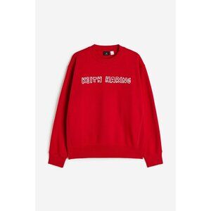 Keith Haring H&M Oversized Fit Red Sweatshirt N.Y.C. Brasil 1986 Graphic Small